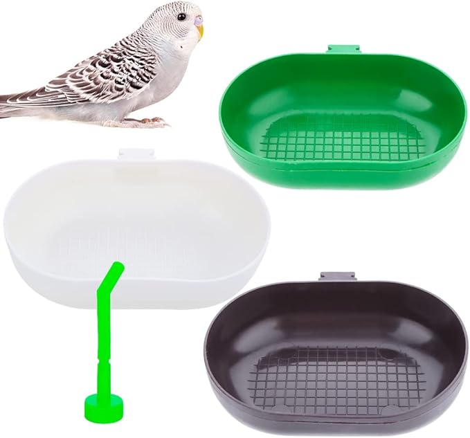3 Pack Small Bird Plastic Feeder Seed Food Feeding Cup for Bird Parakeet Budgie Cockatiel Lovebird