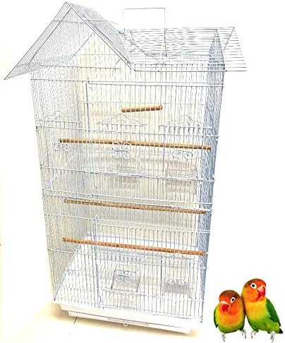 Large Double Roof Top Flight Bird Cage for Cockatiels Sun Parakeets Green Cheek Conures Aviary Budgie Finch Lovebird Canary Pet Bird Travel Cage