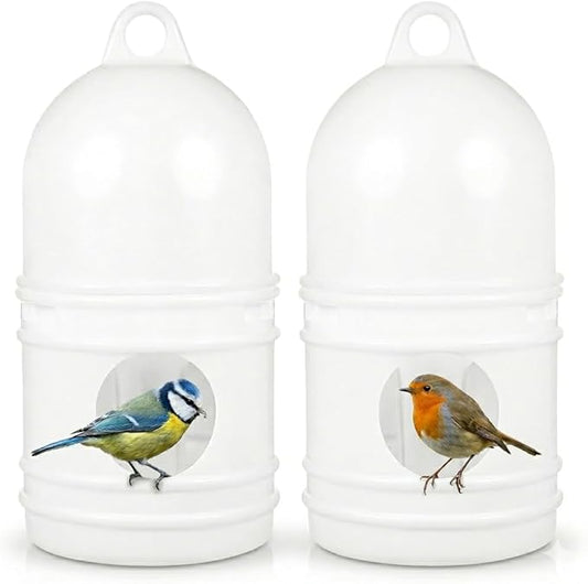 Bird Feeding Dispenser Pigeon Water Dispenser - 2pcs Birds Plastic Waterer Plastic Drinker with Handle for Pigeon Birds, Automatic Feeders (1L, White) Pet Drinker