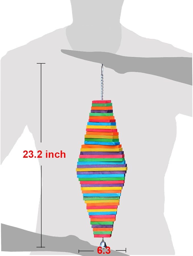 KINTOR Bird Chewing Toy Large Medium Parrot Cage Bite Toys for African Grey Macaws Cockatoos Eclectus Amazon (Rainbow-23.2inch)
