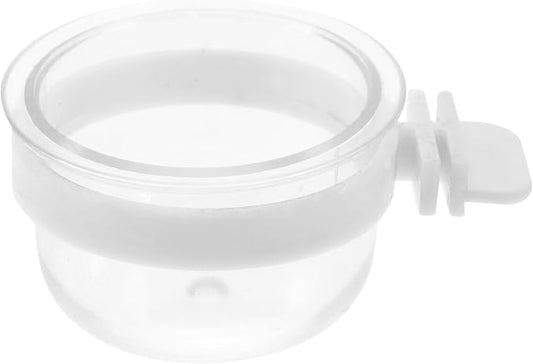 Kisangel Parrot Feeder Dish Cup Detachable Transparent Bowls Plastic Bird Food Bowl for Hanging Parrot Water Feeder