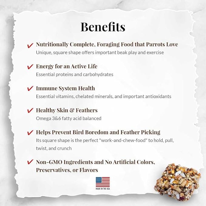 LAFEBER'S Fruit Delight Avi-Cakes Pet Bird Food, Made with Non-GMO and Human-Grade Ingredients, for Cockatiels Conures Parakeets (Budgies) Lovebirds (8 oz Pack of 2)