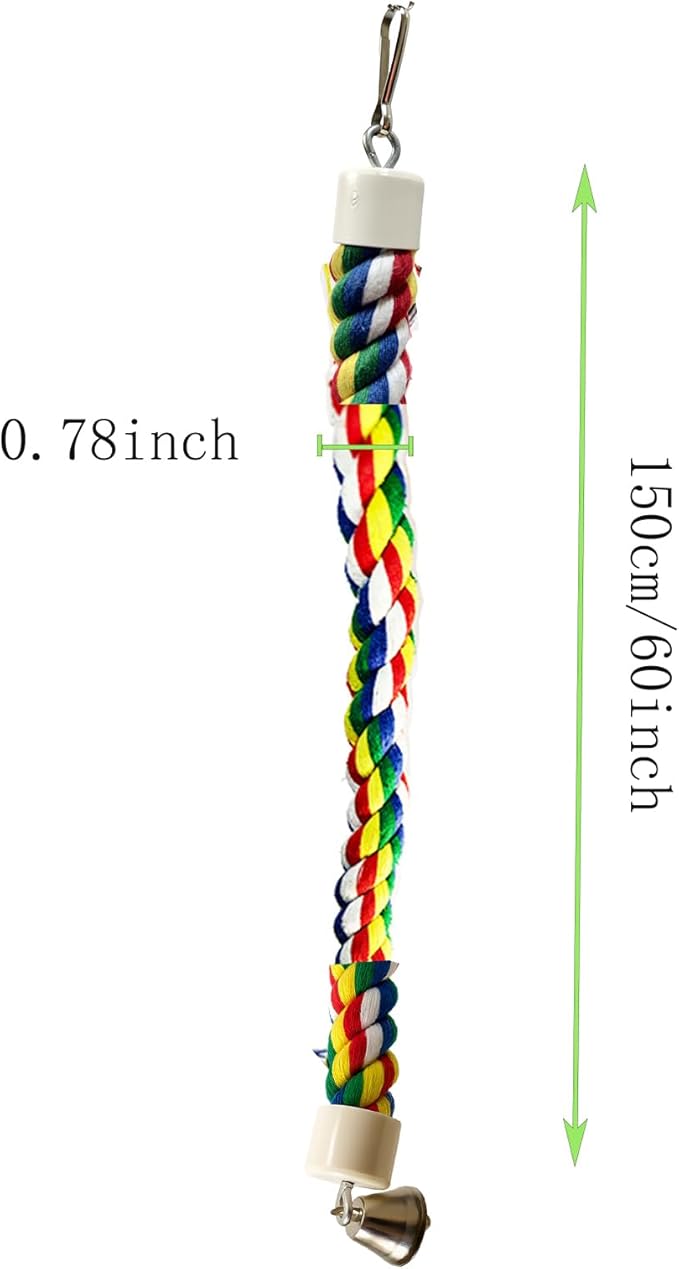 Bird Rope Perch & Birds Swing Set - Bird cage Accessories, Rope perches for Conures, Parrots,Cockatiel,Lovebird,Budgerigar,Parakeet perches for cage,Birds perches
