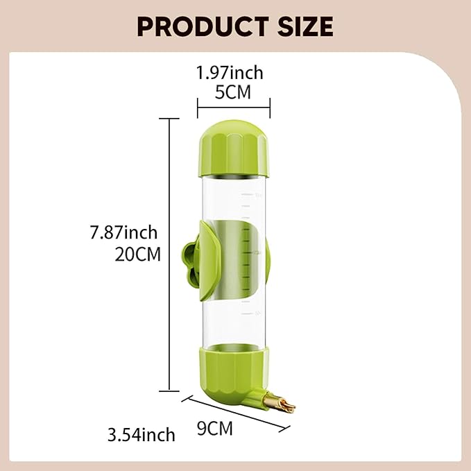 Gralara Bird Water Dispenser Parrot Waterer Cage Accessory Automatic Drinking Device Drinking Bottle for Small Pet Conures Parakeet, Green