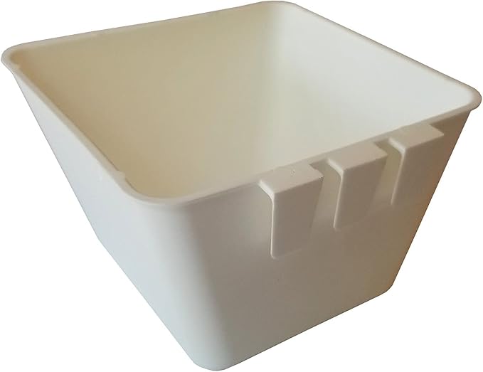 Cage Cups Square 1.2 Quart / 38 fl oz Water Dish for Poultry, Dogs, Cats, Hanging Feed & Water Cage Cups (1, White)