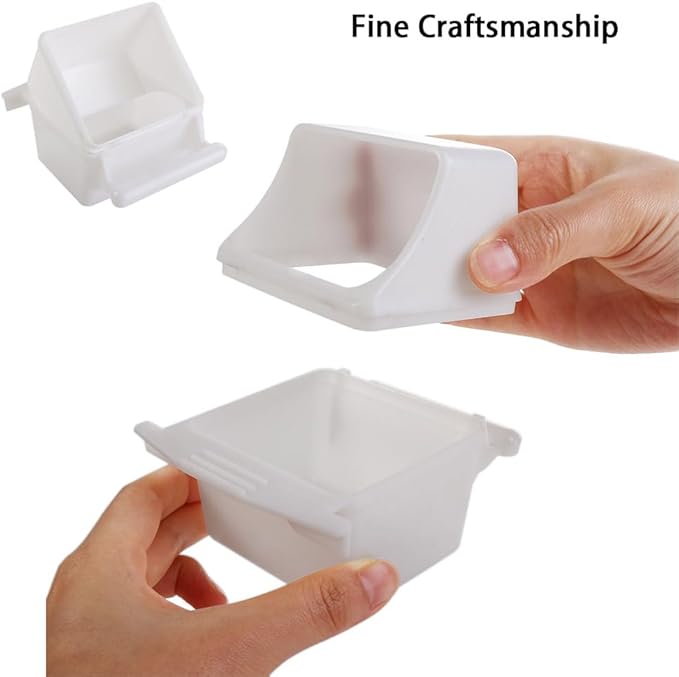 2Pcs Small Bird Slot Feeder No Mess Parakeet Cage Hanging Feeder Plastic Food & Water Dispenser Bowl