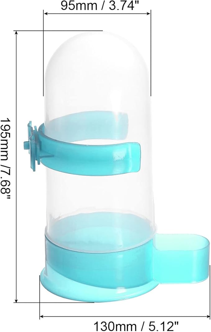 PATIKIL 800ml Automatic Pigeon Feeder, 2 Pack Bird Cage Waterer Hanging Drinker Water Dispenser for Parrot Poultry, Light Blue