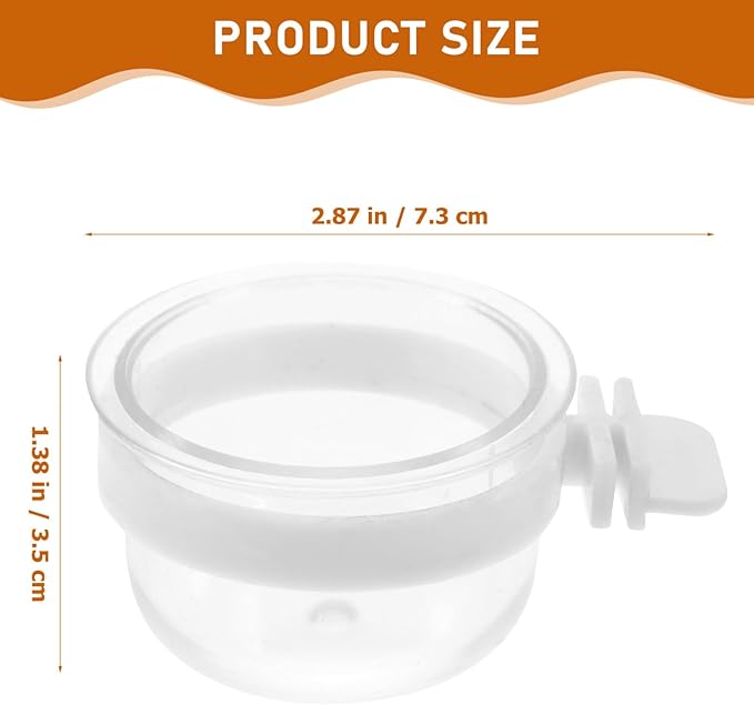 Kisangel Parrot Feeder Dish Cup Detachable Transparent Bowls Plastic Bird Food Bowl for Hanging Parrot Water Feeder