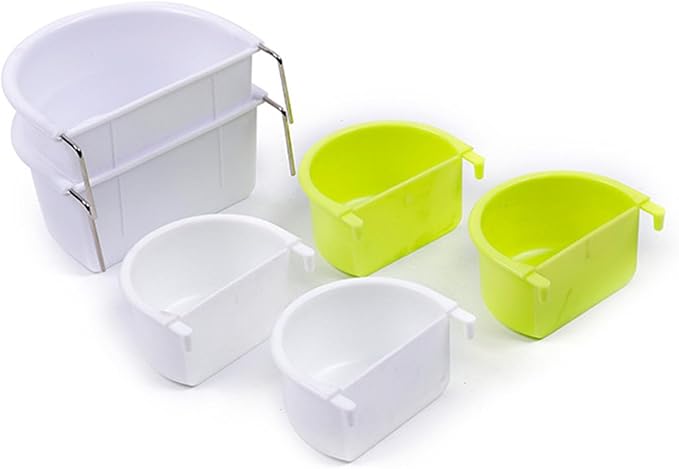 2Pcs Bird Feeding Dish Sturdy Hanging Feeding Bowl Easy to Install Bird Food Tray Bird Cage Accessories for Conures Lovebirds, 7.4cmx6.3cmx3.9cm