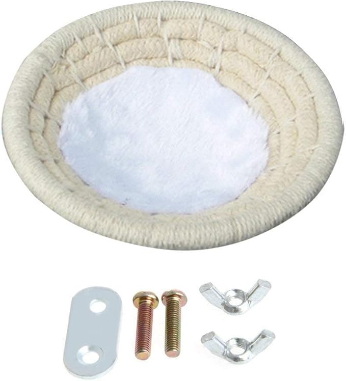Bird Breeding Nest Bed Hut Toy with Warm Comfortable Mat Handmade Cotton Weave Hemp Rope Hatching Hut Cave Cage Accessories for Parakeet Conure Cockatiel Canary Finch Lovebird Budgie (A: COTTON)