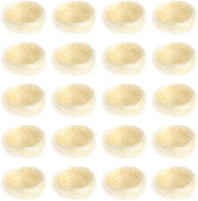 Hemoton 20Pcs Artificial Bird Nest, Natural Rattan Birds Nest Crafts, Easter Bird Nest Decorating Kit for Crafts, Easter, Party, Wedding, Patio (Hemp Thread Color)
