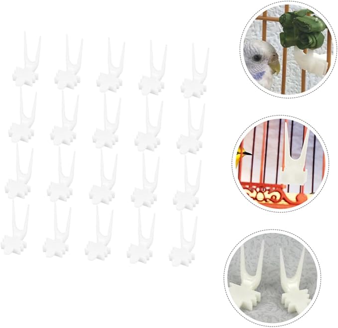 HANABASS 20pcs Bird Cage Fruit and Vegetable Forks for Parrots Pet Feeding Holder and Foraging Tool Easy to Attach Skewers for Small Birds and Hamsters Interaction and Improve Digestion