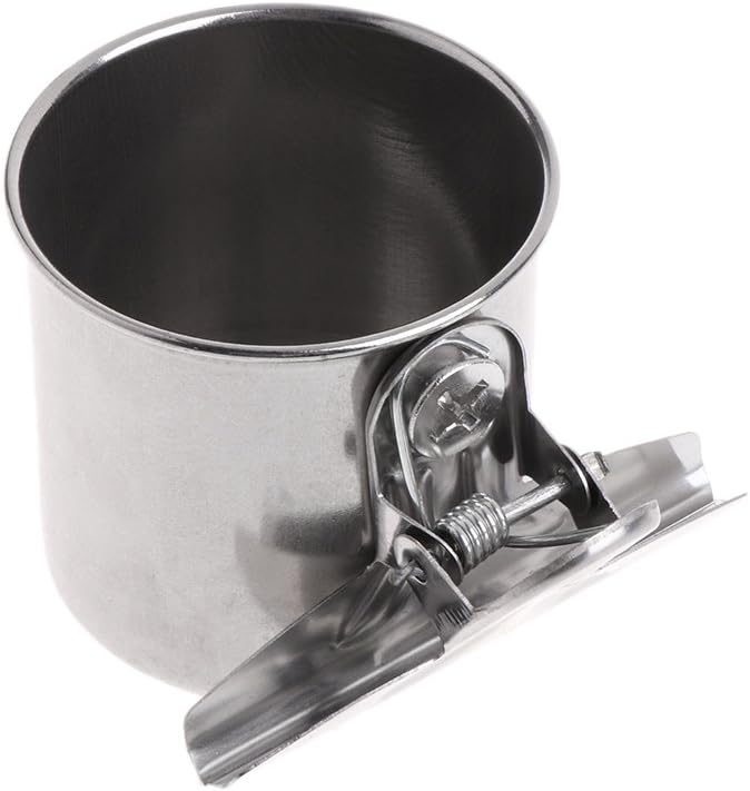 Bird Feeder Stainless Steel Bowls for Cage Parakeet Food Dish Parrot Water Cups with Clip for Canary Lovebird Bird Seed No Waste