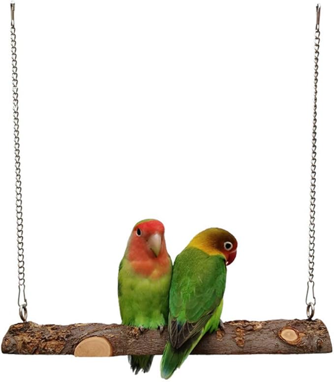 Pet Bird Swing, Parrot Cage Toys, Natural Wooden Swing Toys for Parakeet Cockatoo Cockatiel Conure Lovebirds Canaries Little Macaw African Parrot