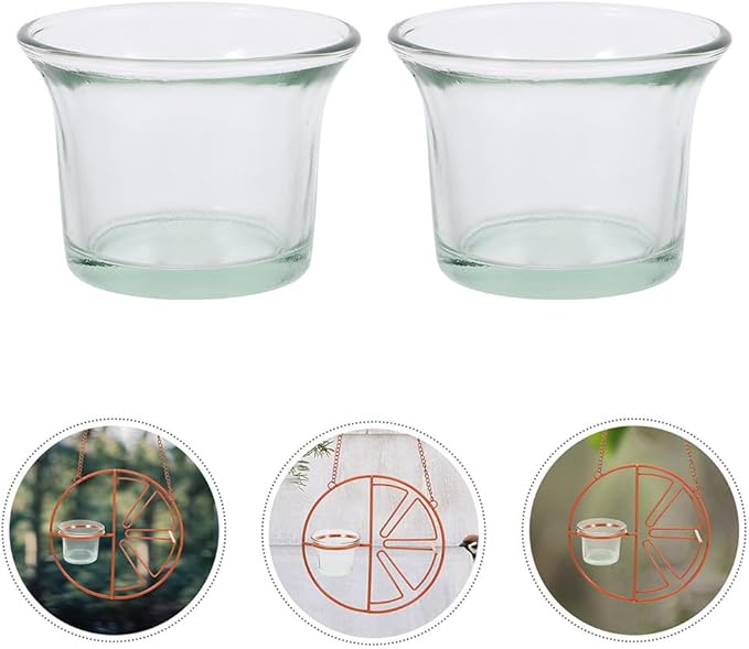 BESPORTBLE 2Pcs Glass Hummingbird Feeder Cups Replacement - Outdoor Hanging Bird Feeder Bowls for Garden Patio Balcony - Durable Glass Bird Accessories