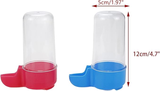 2pcs Automatic Bird Feeders, Bird Water Dispenser for Cage, Water Bottle Drinker Hanging Seed Food Container Dispenser for Parrots Budgie Hamster 200ml (Blue & Pink)
