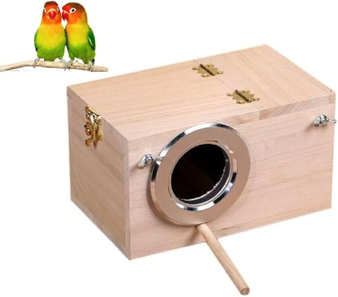 Bird Nest Breeding Box Cage Wood House for Finch Lovebirds Cockatiel Budgie Conure Parrot, 8'' X 5'' X 5''