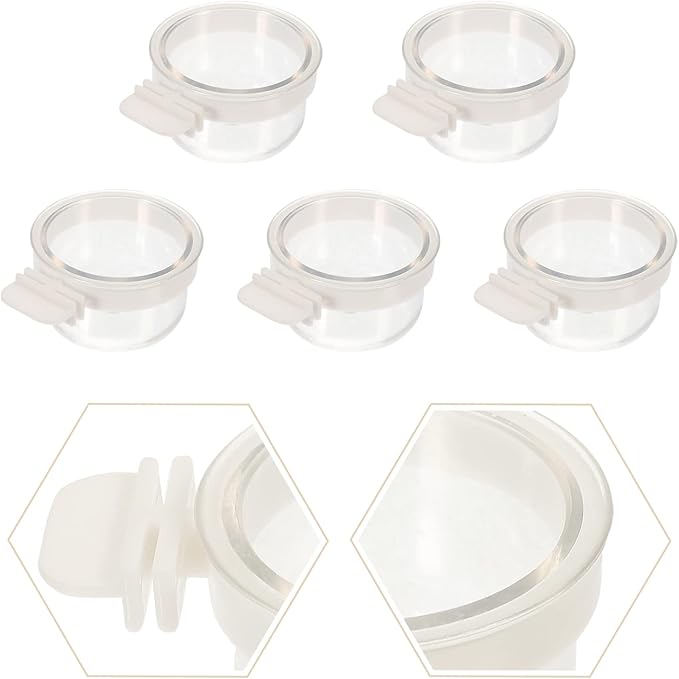 Mipcase 5pcs Parrot Bowls Multi-Function Bird Feeders for Cage Transparent Bird Supply Easy Installation for Parrots Cockatiels and More