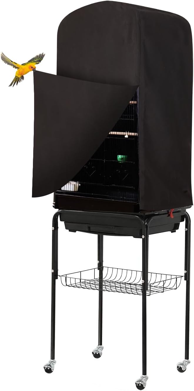 Colorday Good Night Bird Cage Cover for Large Bird Cage with Play Top (Patent Pending) (Black, 64")