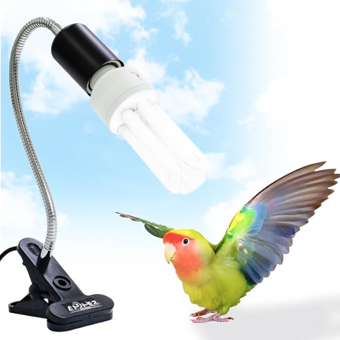 FUNKS TORITOMOSU Bird Cage UVB Light Combo Kit, AvianSun Lamp 2.4% UVB UVA 20W Compact Fluorescent Bulb for All Kinds Captive Birds