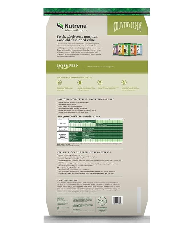Nutrena Country Feeds 16% Layer Pellets Chicken Feed 50 Pounds