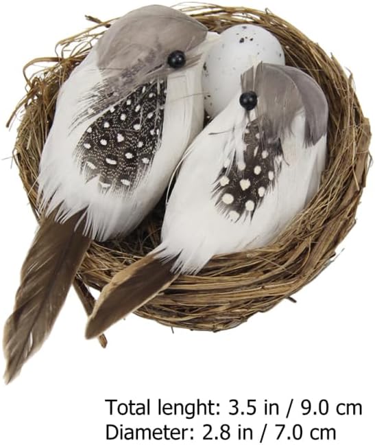 3 Set Artificial Bird Nest with Foam Eggs Simulated Twig Birds Nest Decoration for Easter Garden and Home Ornament