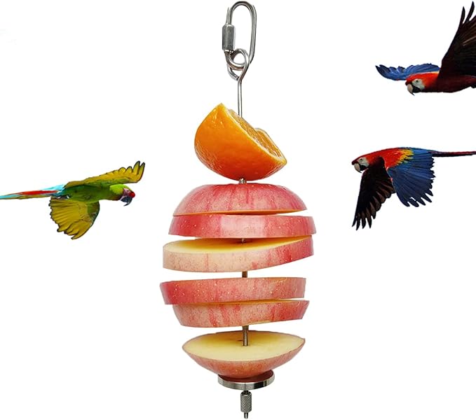 Stainless Steel Parrot Fruit Vegetable Stick Holder - Bird Feeder Toy, Foraging Toy, Treat Skewer