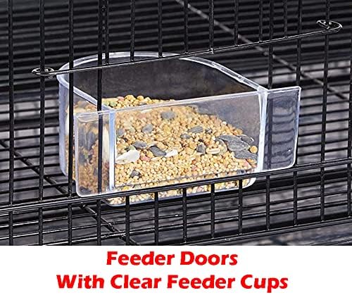 Small Breeder Breeding Cages with Center Dividers, Pack of 6, 24 x 16 x 16 H inches (24 x 16 x 16 H inches, Black)