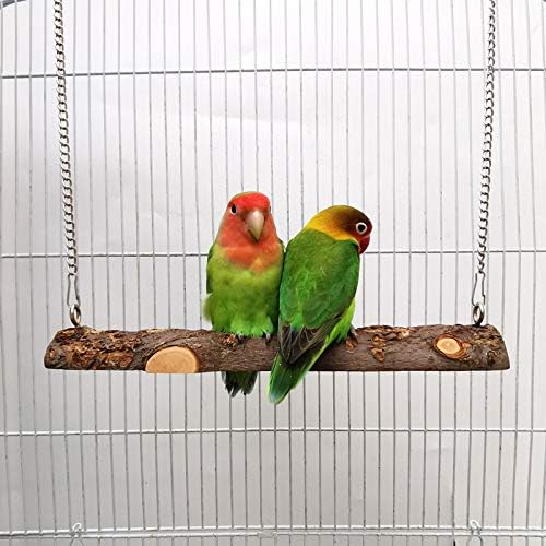 Pet Bird Swing, Parrot Cage Toys, Natural Wooden Swing Toys for Parakeet Cockatoo Cockatiel Conure Lovebirds Canaries Little Macaw African Parrot
