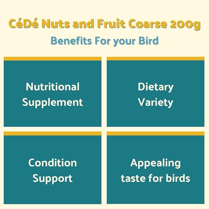 Cédé Nuts and Fruit Coarse 400g - 2 Pack Egg Food for Canaries, Budgies, Parakeets, and Other Exotic Birds. Food Supplement for Parrots. Promotes Health With Prebiotics and Essential Proteins