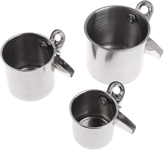 Bird Feeder Stainless Steel Bowls for Cage Parakeet Food Dish Parrot Water Cups with Clip for Canary Lovebird Bird Seed No Waste