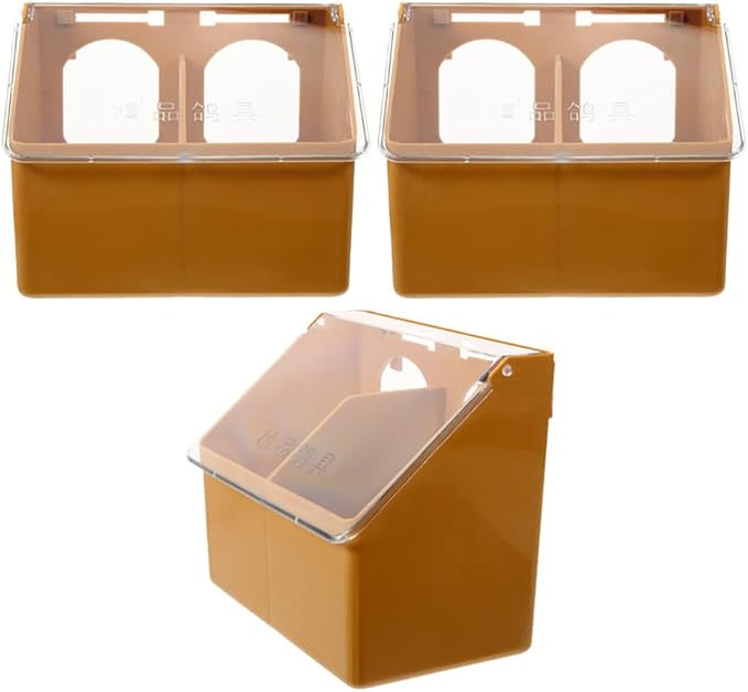 Toddmomy Pigeon Plastic Feeder, 3Pcs Quail Bird 2 Hole Food Feeding Hanging Box Water Dispenser for Bird Poultry Pigeon Parrot Parakeet Budgie Cage Accessories