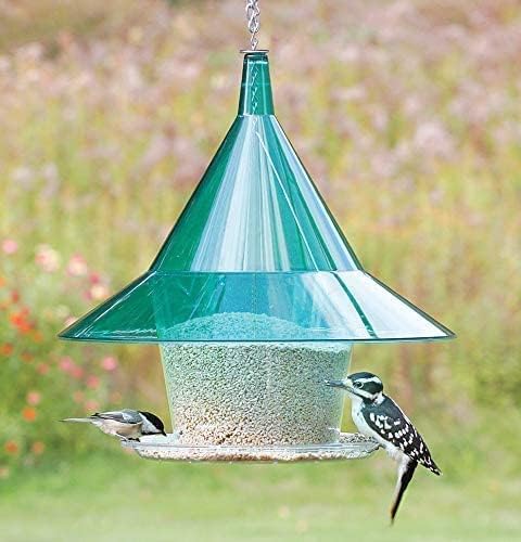 Sky Cafe - Squirrel Proof Bird Feeder for Outside - Large, 17 in. Diameter, 1.5 Gallon Birdseed Capacity - Made in USA (Emerald Green) - Free Squirrel Mug