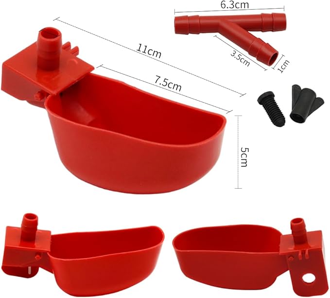 12Pcs Quail Water Cups Pigeon Automatic Bird Waterer for Cage Hang Drinker Breeding Poultry Drinking Bowls(Red)
