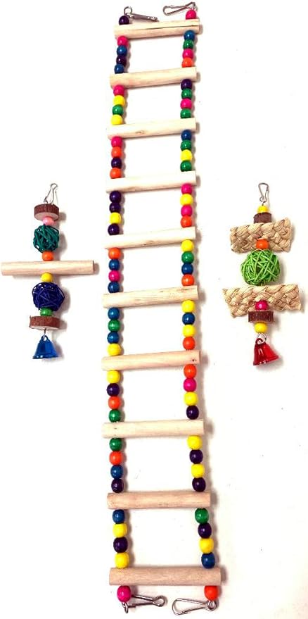 Climbing Ladder Swing Bridge and Chewing Hanging Toys for Bird Cage