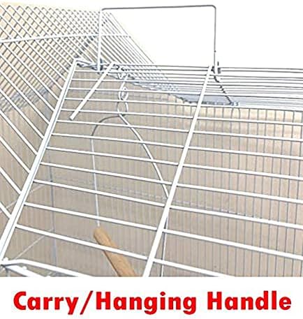 37-Inch Large Portable Double Roof Top Hanging Flight Breeding Bird Cage Play Toy Ladder For Small Parrot Cockatiel Sun Quaker Parakeet Green Cheek Conure Finch Canary Budgie Lovebird Travel Bird Cage