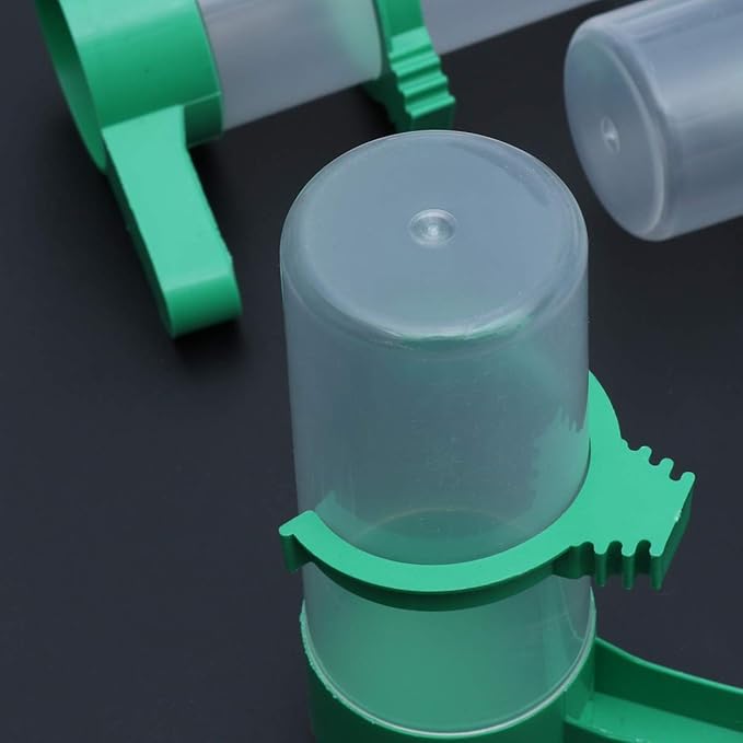 Yardwe 5Pcs Birds Feeder Drinker Waterer Clip with Automatic Drinking Water Sprinkler Bird Cup for Parrots Budgie Cockatiel Lovebirds ()