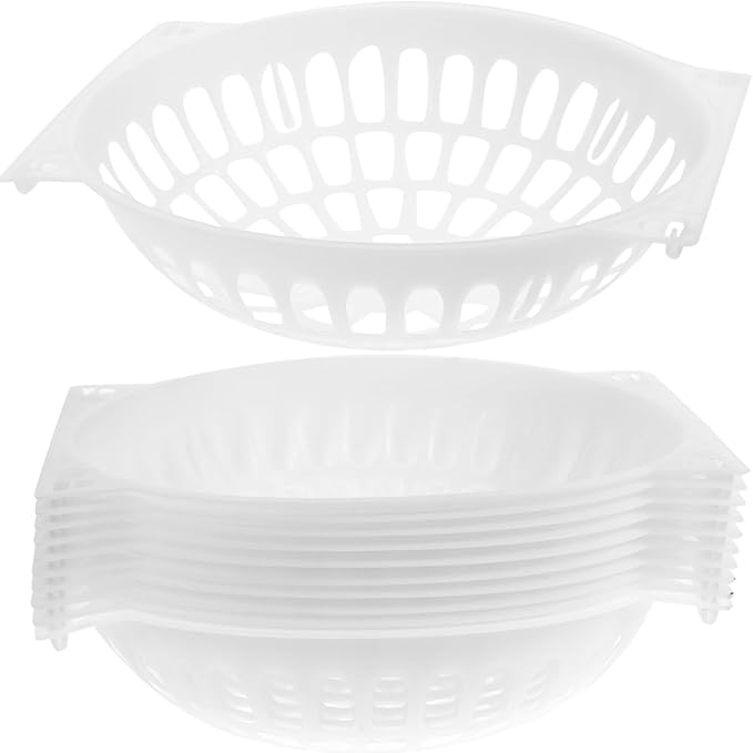 Yardwe Breeding Bird Nest Bowl 9.64X9.64X1.77In Plastic Egg Laying Basin with Mesh Bottom for Parrots Pigeons Pet Supplies Durable Washable Cage Accessory 10 Pack