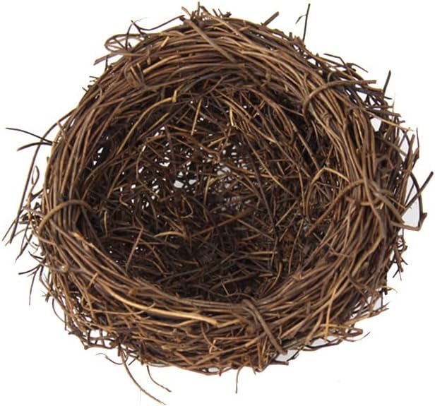 Artificial Birds Nest, 4 Set Handmade Rattan Nest Decor with Foam Eggs for DIY Crafts Garden Yard Home Party Easter Decoration