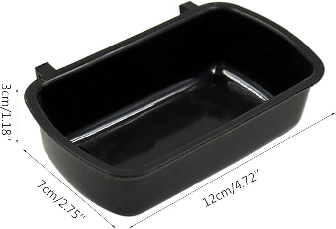 Pet Feeder Small Animal Water Food for Case with Hooks Cage Hook Cup Bowl Rectangle for Bird Hamster Parrot