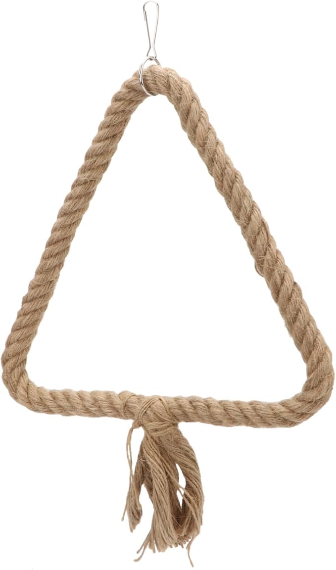 Bird Rope Swing Toy Parrot Climbing Perch Stand for Cockatiel Conure Cockatoo Parakeet Cage Hanging Decor (C: Triangle)