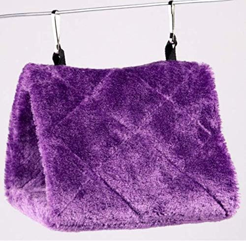 2 Pack Warm Bird Nest House Bed Hanging Hammock Toy Sleeping Bed Plush Hanging Snuggle Cave Happy Hut for Pet Parrot Parakeet Cockatiel Conure Cockatoo African Grey Macaw(Purple)