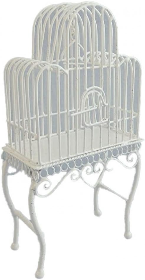 Melody Jane Dolls Houses House Miniature Victorian Pet Accessory White Wire Wrought Iron Bird Cage