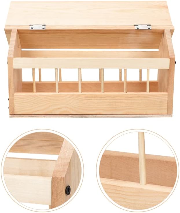 Pigeon Feeding Trough Bird Feeding Dish Dispenser Wooden Feeder Wooden Feeder Food Tool Chicken Duck Poultry House (50cm 18holes)