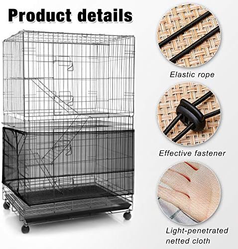 Shappy Large Bird Cage Seed Catcher,Bird Cage Cover Net Skirt Guard,Adjustable Soft Airy Mesh Net for Parrot Parakeet Macaw(118 x 15 Inch/ 300 x 37 cm,Black)