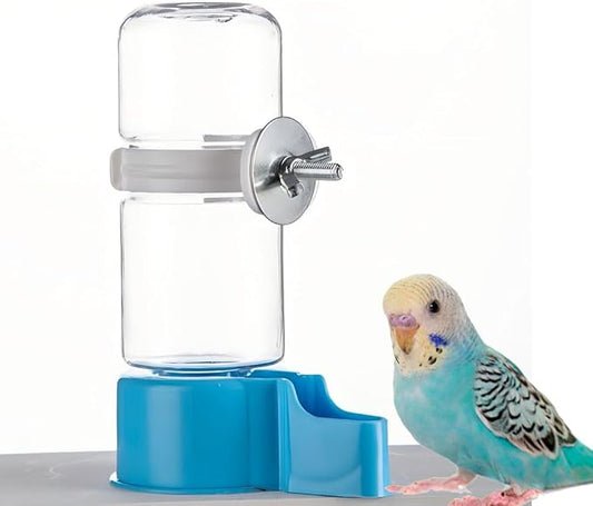 No Mess Bird Water Feeder Dispenser Automatic Hanging Bird Feeder for Cage, Parakeet Cage Accessories, Parrot Cockatiel Seed Food Container Drinker for Squirrel Finch Lovebirds Budgies Canary(Waterer)