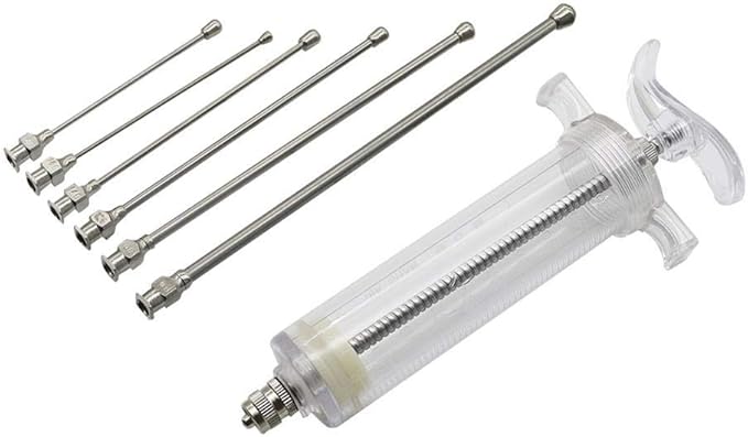 YITON Bird Feeder 50Ml Animal Feeding Syringe with 6Pcs Straight Stainless Steel Gavage Tubes Bird Feeding Accessories 1Set