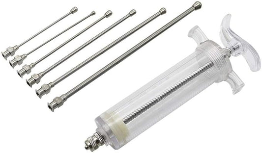 YITON Bird Feeder 50Ml Animal Feeding Syringe with 6Pcs Straight Stainless Steel Gavage Tubes Bird Feeding Accessories 1Set