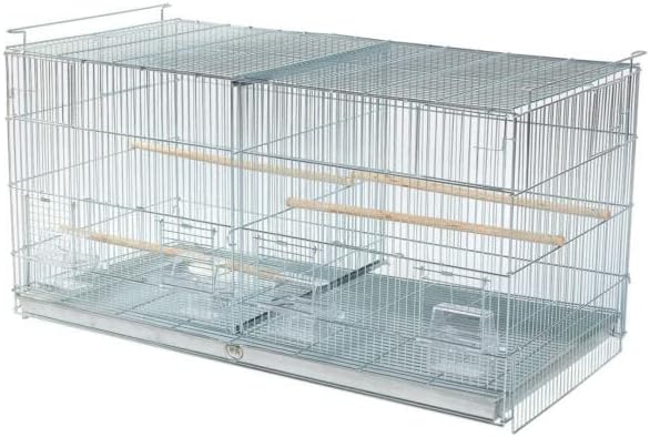 Combo: Galvanized Zinc Plated Stack & Lock Breeder Bird Flight Cage Breeding Nest Door Removable Divider with Rolling Stand (ADD ON 26.5"x11"x15"H-LOT-4, Galvanized Zinc Plated)