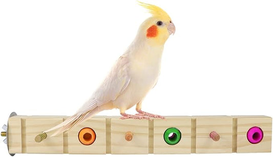 Parrot Bird Wood Perch Platform Corner Stand Shelf for Birds Budgie Parakeet Cockatiel Conure Cockatoo Macaw（F）